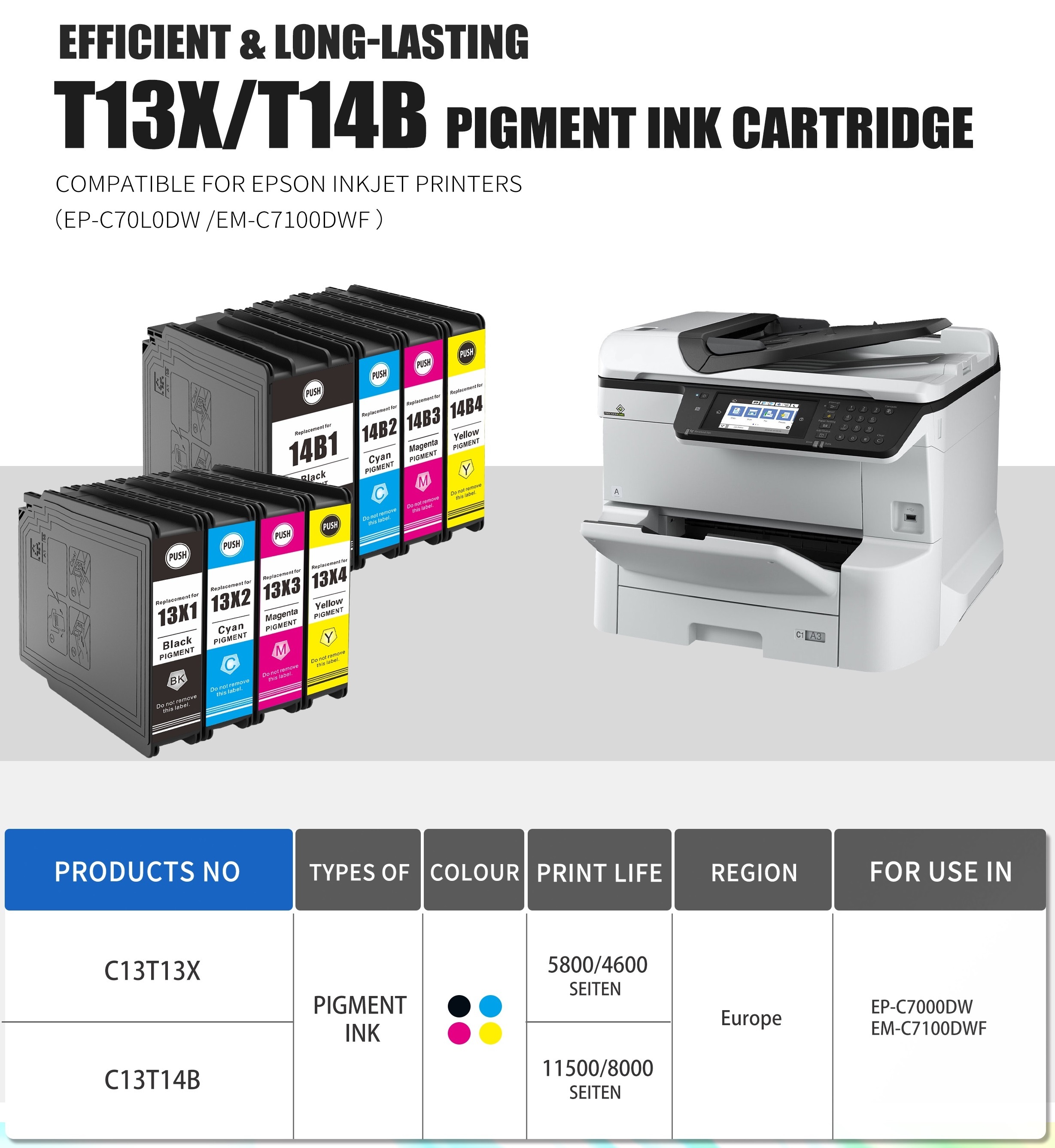 T13X/T14B series compatible ink cartridges new launched